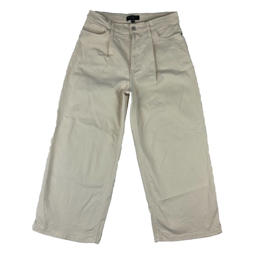 Banana Republic Jeans Womens Wide Leg Crop‎ Beige Size 29/8 (30x26 Measured)